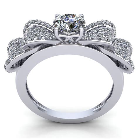 genuine ct  cut diamond ladies fancy cluster bow engagement ring