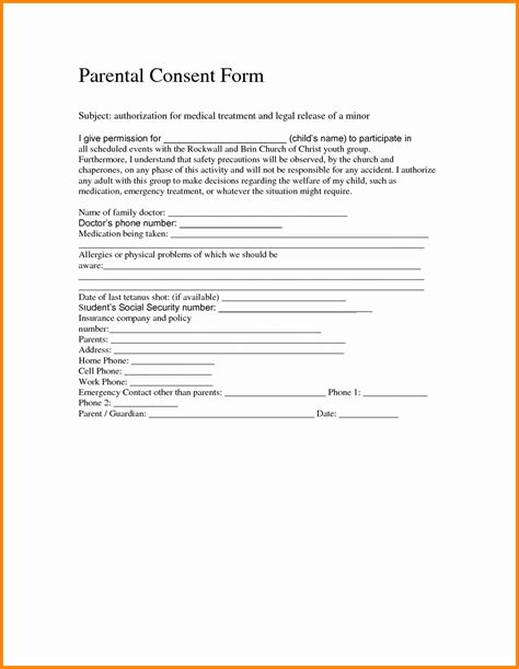 medical consent form template beautiful  medical consent form