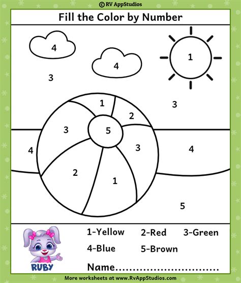 color  numbers coloring pages preschool