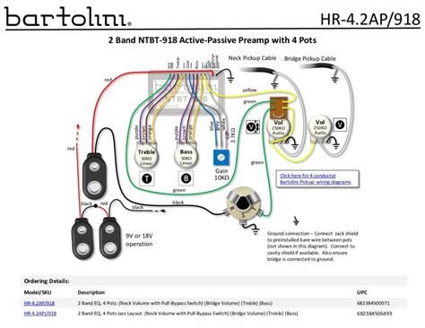 hr ap harness wiring diagram bartolini pickups electronics