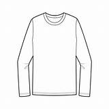 Long Sleeve Shirt Vector Drawing Technical Template Flat Tee sketch template