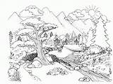 Coloring Landscape Pages Kids Nature Printable Color Bestcoloringpagesforkids sketch template