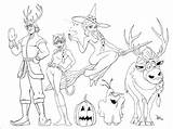 Coloring Elsa Anna Frozen Halloween Printable Olaf Pages Kristopher Color sketch template