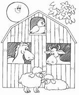 Barn Coloring Pages Animals Farm Kids Animal Preschool Red Barnyard Colouring Big Printable Book Sheets Color Print Template Door Da sketch template