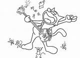 Guitar Cat Playing Coloring Felix Pages Color sketch template