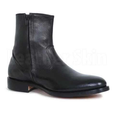 men black zipper ankle genuine leather boots leather skin shop