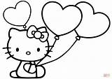 Coloring Kitty Hello Balloons Pages Heart Popular sketch template