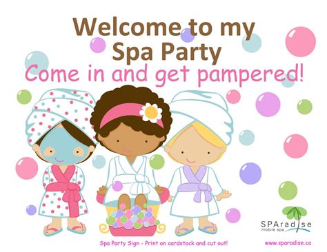 spa party sign  printable sparadise mobile spa  vancouver