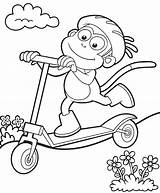 Scooter Coloring Pages Colouring Dora Boots Scooters Printables Kids Riding Lots Stunt sketch template