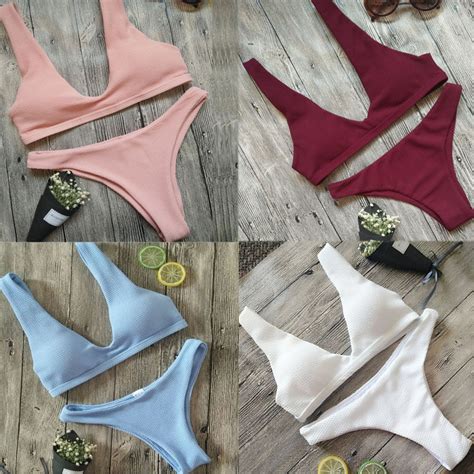 2017 summer women bandage bikini set swim clothes push up padded bra