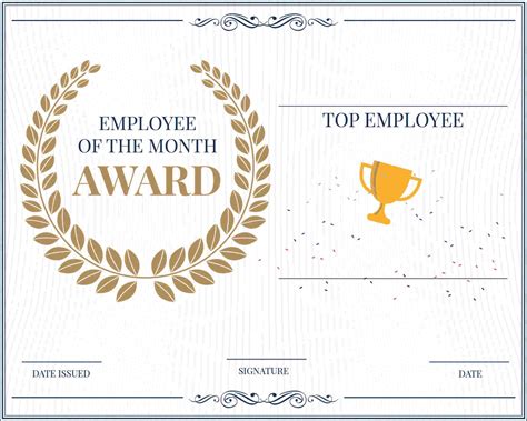 employee   month award awards certificates template certificate