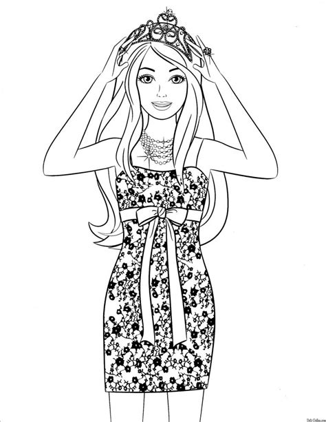 pretty barbie coloring page coloringbay