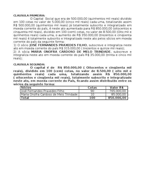 aumento capital clausula modelo