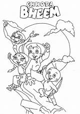 Chota Bheem Coloring Pages Friends Cliff Edge Sitting Netart sketch template