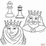 Chess Coloring Pieces Pages Getcolorings Queen King sketch template