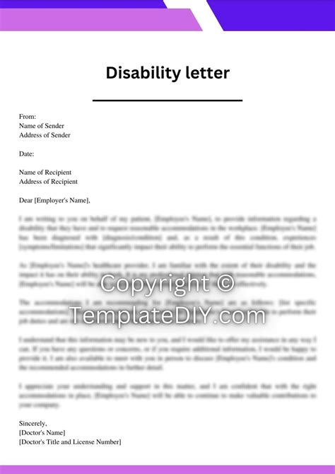 disability letter  doctor sample  examples   word