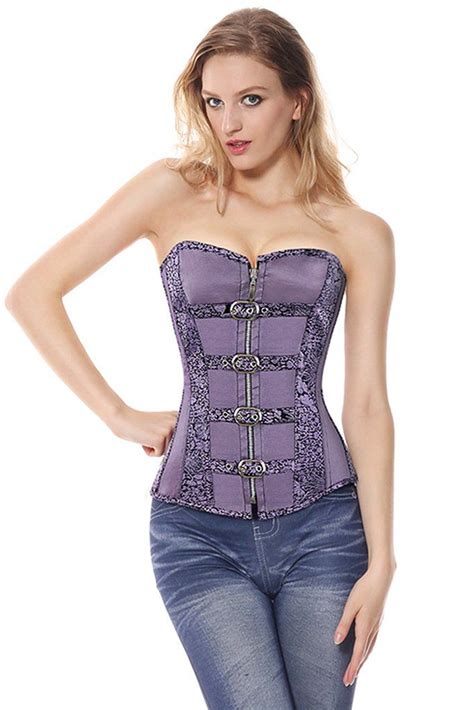 atoomic purple buckle brocade overbust corset corset fashion