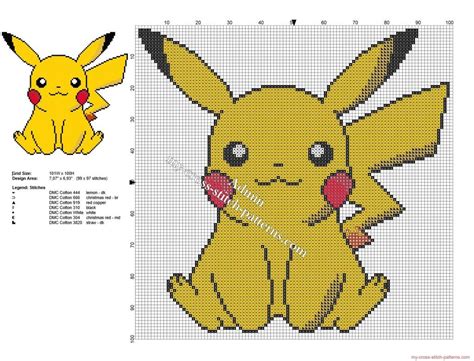 Coleção Com 51 Gráficos Do Desenho Pokémon Em Ponto Cruz Pikachu