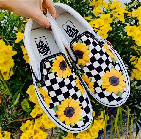 yellow sunflower vans vans shoes fashion custom vans shoes vans slip  shoes