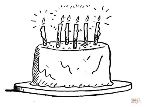 birthday cake  burning candles coloring page  printable