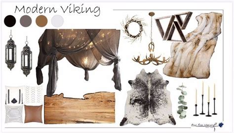 modern viking themed bedroom mood board interior design viking