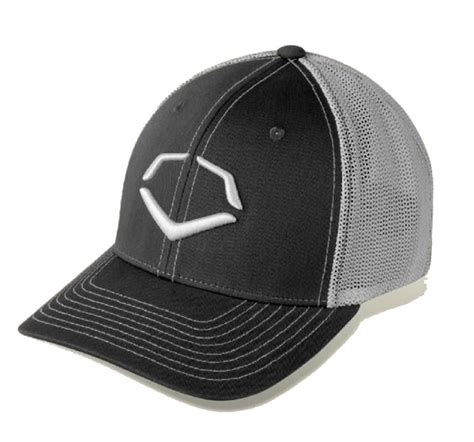 evoshield mens trucker mesh fitted hat blackgray  sports diamond