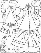 Coloring Native Pages American Village Kids sketch template