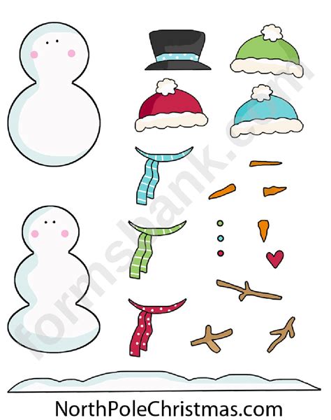 build  snowman template printable
