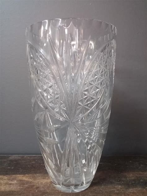 sold  auction large cut crystal vase