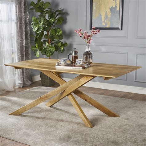 christopher knight home galton mid century modern solid mango wood dining table natural finish