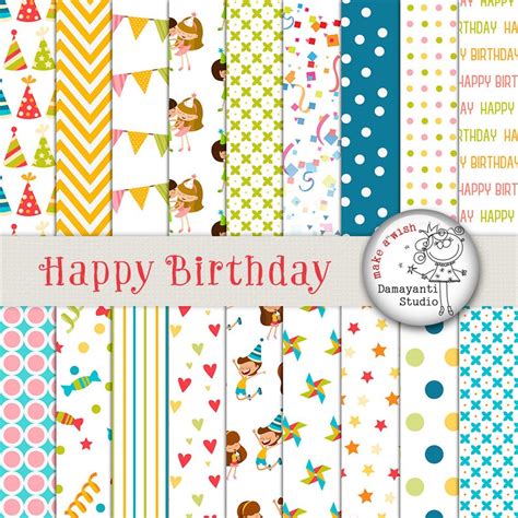 happy birthday paper gifts digital paper scrapbooking paper etsy