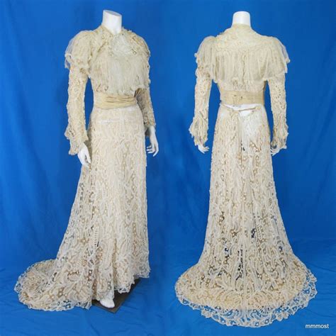 pretty dresses turn   century lace gown
