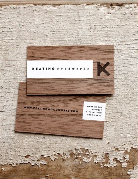 keating woodworks wood business cards business card