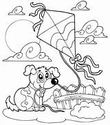 Drachen Malvorlagen Herbst Ausmalbilder Ausmalen Steigen Hund Drache Kite sketch template