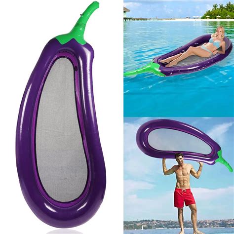 Inflatable Eggplant Pool Float Raft Water Bed Outdoor Inflatable