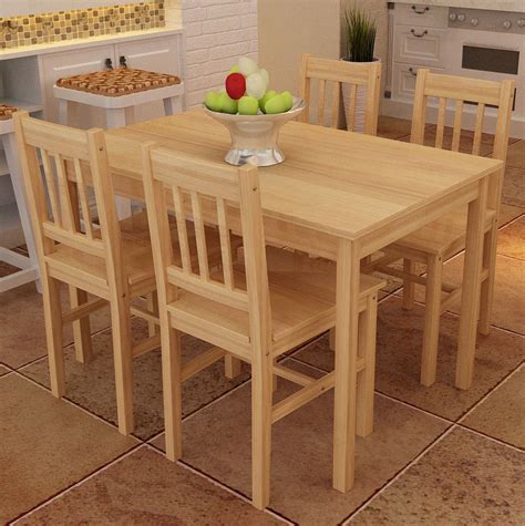 wooden dining set table   chairs quality solid pine wood kitchen