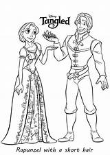Coloring Rapunzel Flynn Pages Rider Tangled Eugene Short Hair Princess Printcolorcraft Tower sketch template