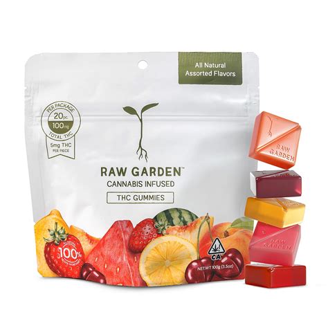 raw garden raw garden assorted flavors thc gummies mg leafly