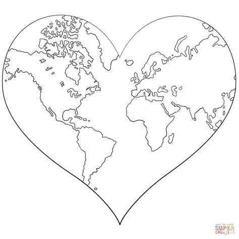 heart shaped earth coloring page  printable coloring pages