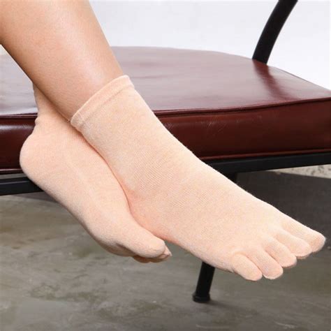 Klv Women Split Socks Low Cut Ankle Show Toe Socks Cotton Blend