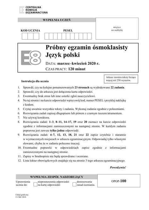 próbny egzamin Ósmoklasisty 2020 język polski matematyka zobacz