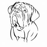 Dog Mastiff French Coloring Bordeaux Dogue Line Myla Drawings Silhouette Stencil Embroidery Designs sketch template