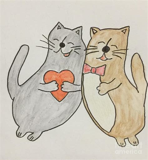 cats  love drawing  irina pokhiton fine art america