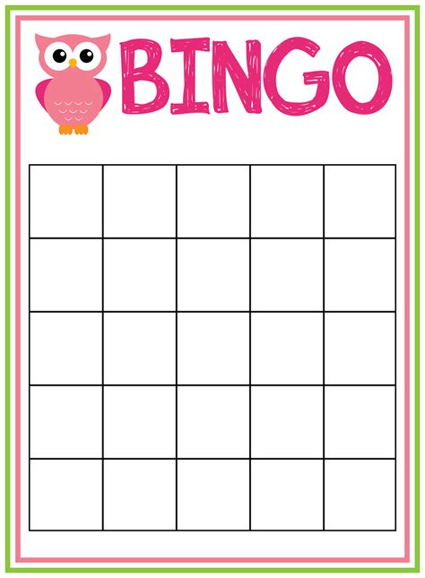 blank baby bingo template printable templates