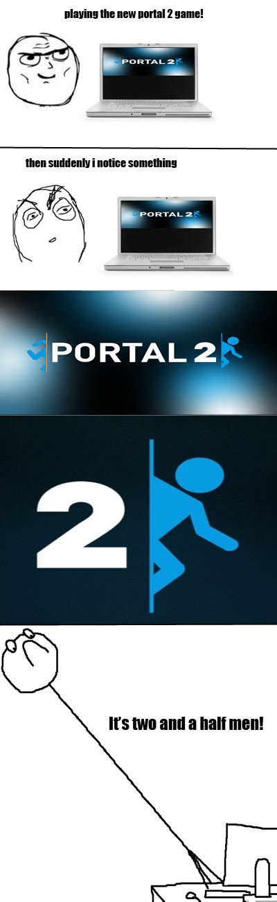 playing the new portal 2 game portal 2irs two and a half men funny pictures funny pictures