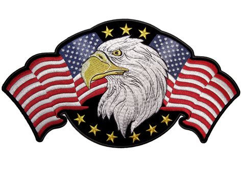 patriotic eagle  american flags  stars embroidered biker patch