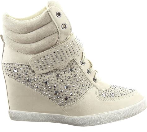 sopily chaussure mode baskets compensee montante montante femmes