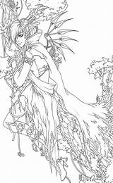 Coloring Pages Fantasy Anime Forest Lineart Adult Deviantart Adults Books Colouring Printable Book Fairy Valentina Misc Library Remenar Line Sexy sketch template