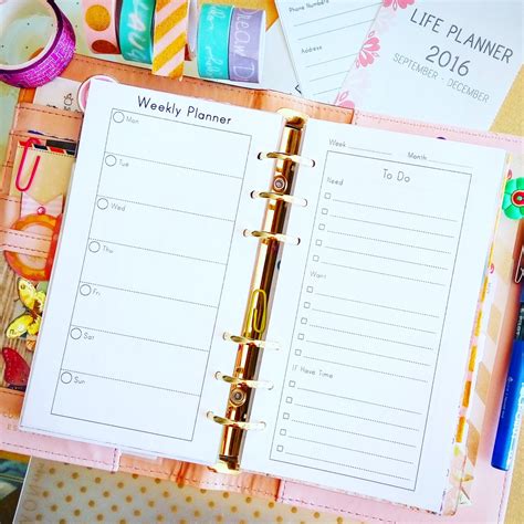 weekly planner personal size inserts    week   etsy