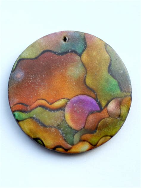 polymer clay pendant  colored  sheet  clay  inks flickr